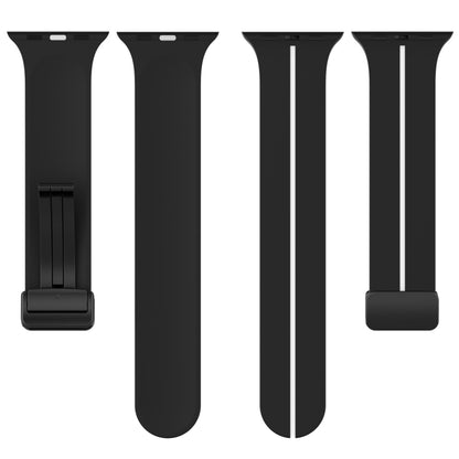 Two Color Folding Buckle Silicone Watch Band For Apple Watch Ultra 49mm(Black+White) by bashfashion
