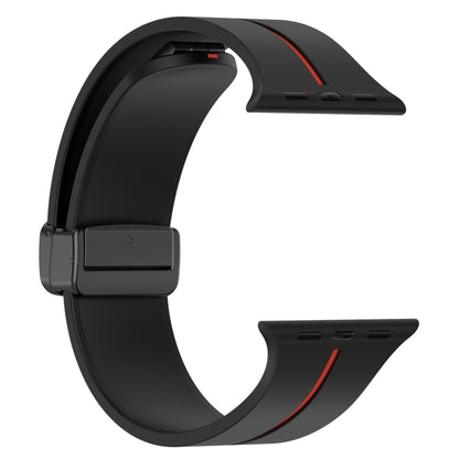Two Color Folding Buckle Silicone Watch Band For Apple Watch Ultra 49mm(Black+Red) by bashfashion