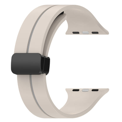 Two Color Folding Buckle Silicone Watch Band For Apple Watch Ultra 49mm(Starlight+Grey) by bashfashion