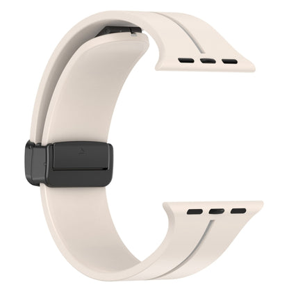 Two Color Folding Buckle Silicone Watch Band For Apple Watch Ultra 49mm(Starlight+Grey) by bashfashion