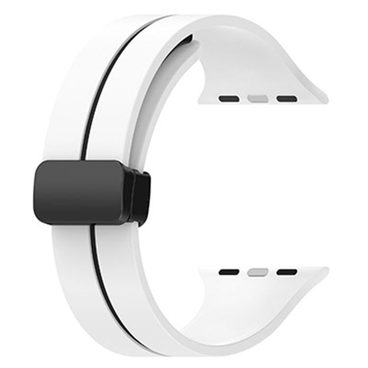 Two Color Folding Buckle Silicone Watch Band For Apple Watch Ultra 2 49mm(White+Black) by bashfashion