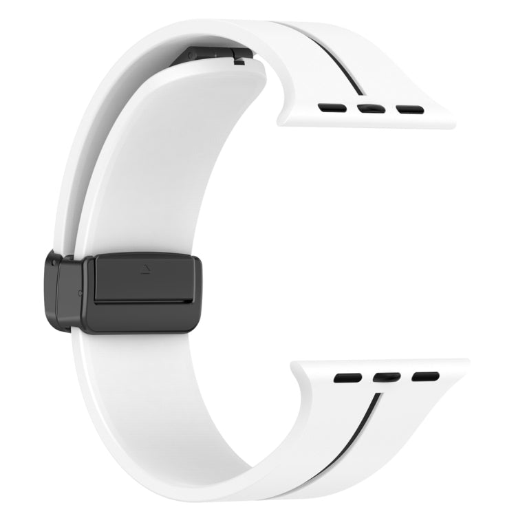 Two Color Folding Buckle Silicone Watch Band For Apple Watch Ultra 2 49mm(White+Black) by bashfashion