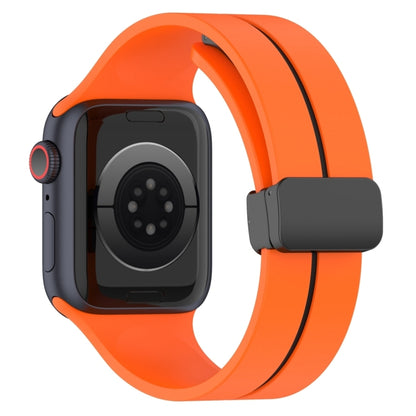 Two Color Folding Buckle Silicone Watch Band For Apple Watch Ultra 2 49mm(Orange+Black) by bashfashion