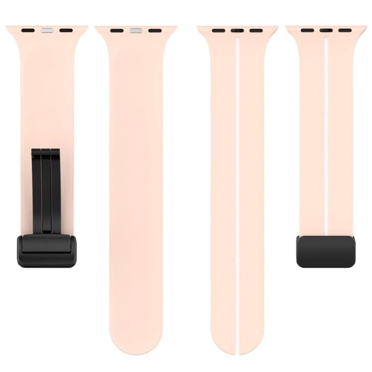 Two Color Folding Buckle Silicone Watch Band For Apple Watch Ultra 2 49mm(Pink+White) by bashfashion