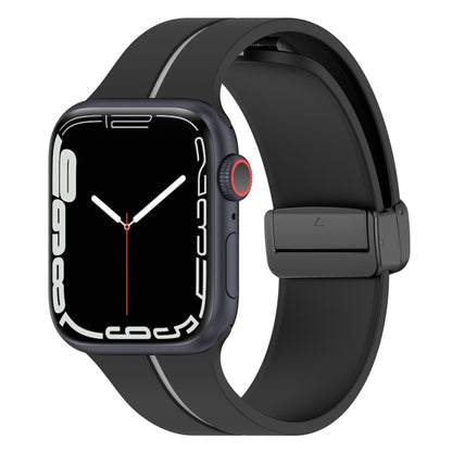 Two Color Folding Buckle Silicone Watch Band For Apple Watch Ultra 2 49mm(Black+Grey) by bashfashion