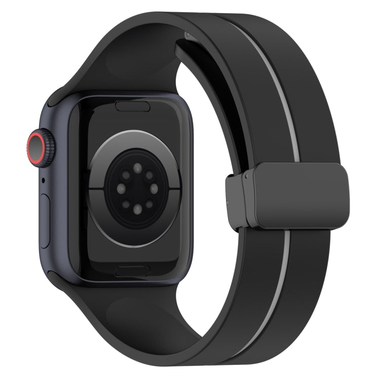 Two Color Folding Buckle Silicone Watch Band For Apple Watch Ultra 2 49mm(Black+Grey) by bashfashion