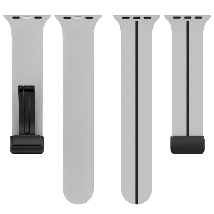 Two Color Folding Buckle Silicone Watch Band For Apple Watch Ultra 2 49mm(Light Grey+Black) by bashfashion