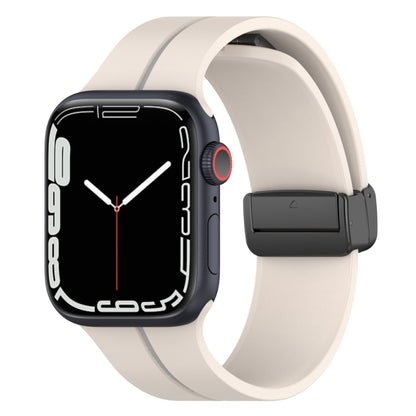 Two Color Folding Buckle Silicone Watch Band For Apple Watch Ultra 2 49mm(Starlight+Grey) by bashfashion