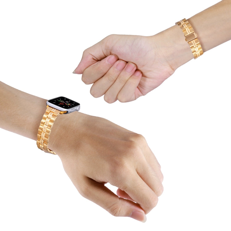 3-Beads Stripe Metal Watch Band For Apple Watch SE 40mm(Gold) by bashfashion