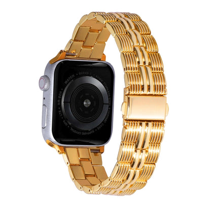 3-Beads Stripe Metal Watch Band For Apple Watch 6 40mm(Gold) by bashfashion
