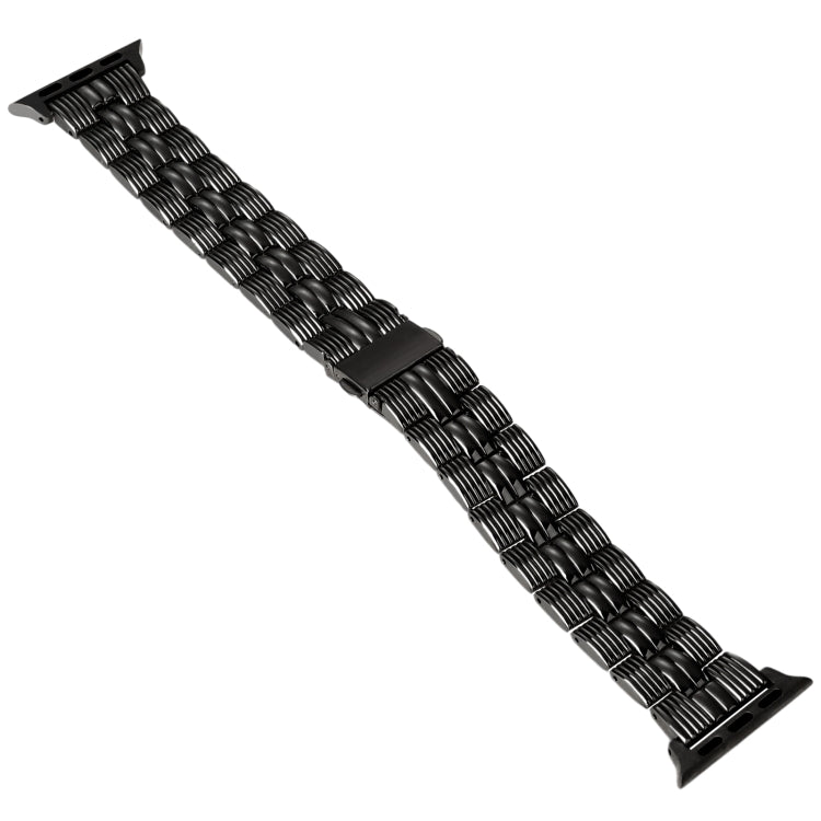3-Beads Stripe Metal Watch Band For Apple Watch 5 44mm(Black) by bashfashion