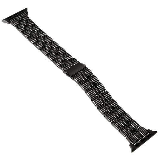 3-Beads Stripe Metal Watch Band For Apple Watch 5 44mm(Black) by bashfashion