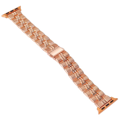 3-Beads Stripe Metal Watch Band For Apple Watch 5 44mm(Rose Gold) by bashfashion