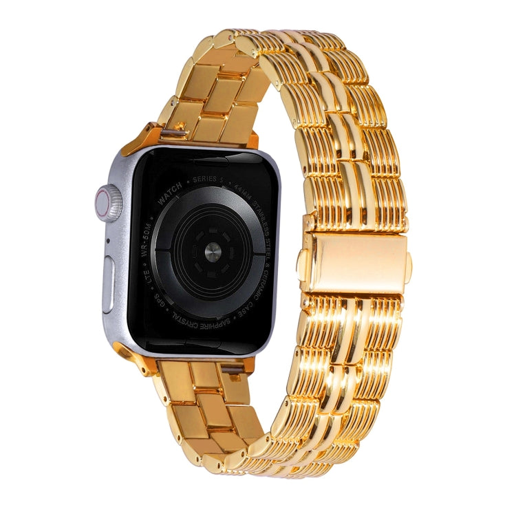 3-Beads Stripe Metal Watch Band For Apple Watch 4 44mm(Gold) by bashfashion