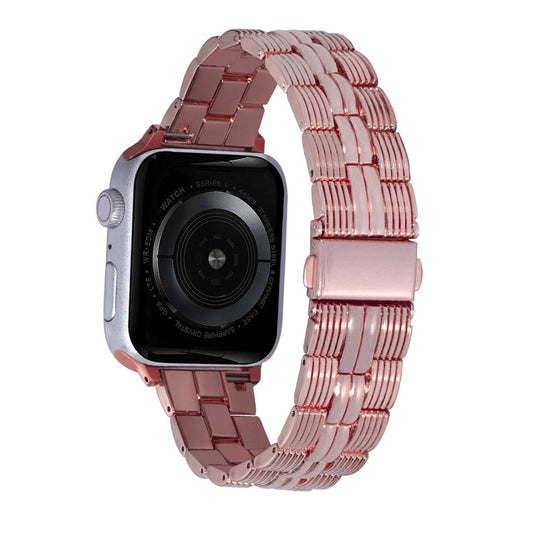 3-Beads Stripe Metal Watch Band For Apple Watch 42mm(Rose Pink) by bashfashion