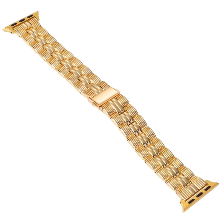3-Beads Stripe Metal Watch Band For Apple Watch Series 10 46mm(Gold) by bashfashion