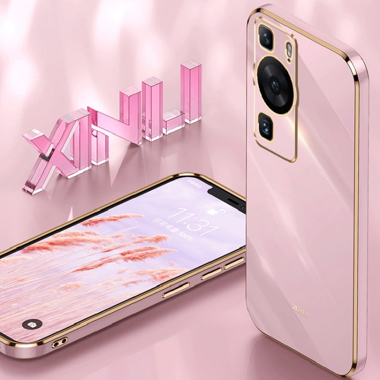 For Huawei P60 XINLI Straight Edge 6D Electroplate TPU Phone Case(Cherry Purple) by XINLI