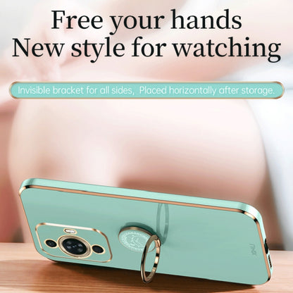 For Huawei nova 11 Pro XINLI Straight Edge 6D Electroplate TPU Phone Case with Ring Holder(Mint Green) by XINLI
