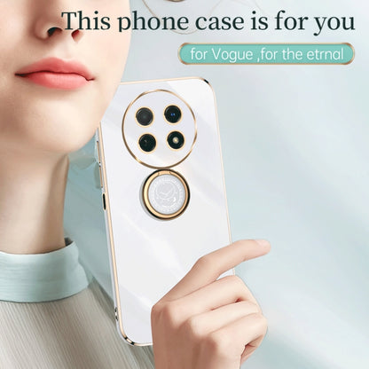 For Huawei Enjoy 60X XINLI Straight Edge 6D Electroplate TPU Phone Case with Ring Holder(Cherry Purple) by XINLI