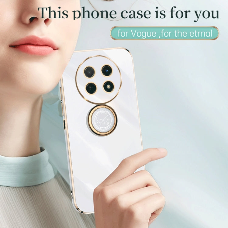 For Huawei Enjoy 60X XINLI Straight Edge 6D Electroplate TPU Phone Case with Ring Holder(Celestial Blue) by XINLI