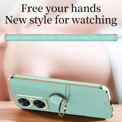 For Huawei Maimang 20 XINLI Straight Edge 6D Electroplate TPU Phone Case with Ring Holder(Mint Green) by XINLI