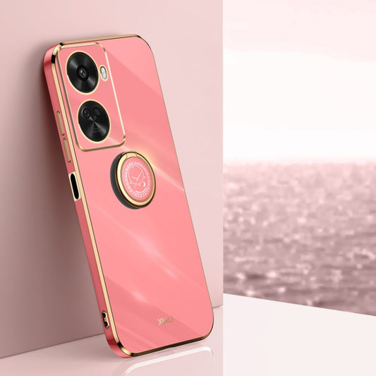 For Huawei Nova 11 SE XINLI Straight Edge 6D Electroplate TPU Phone Case with Ring Holder(Hawthorn Red) by XINLI