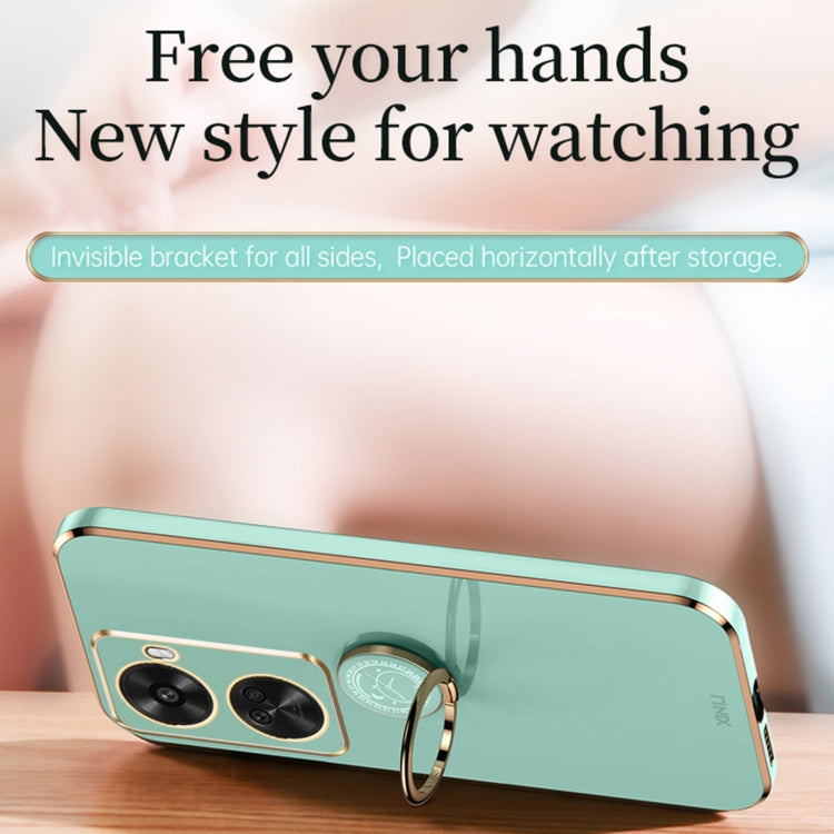 For Huawei Nova 11 SE XINLI Straight Edge 6D Electroplate TPU Phone Case with Ring Holder(Mint Green) by XINLI