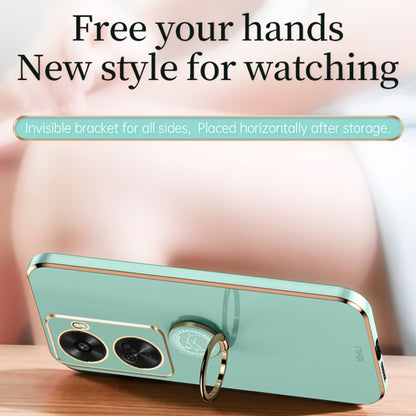 For Huawei Nova 11 SE XINLI Straight Edge 6D Electroplate TPU Phone Case with Ring Holder(Mint Green) by XINLI