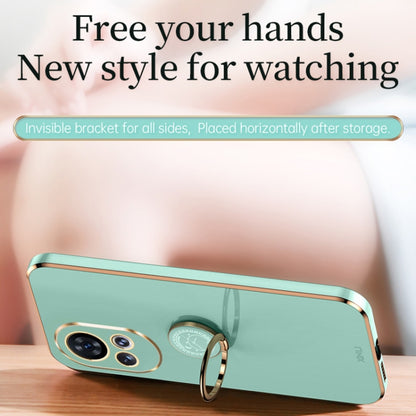 For Huawei nova 12 Pro XINLI Straight Edge 6D Electroplate TPU Phone Case with Ring Holder(Mint Green) by XINLI