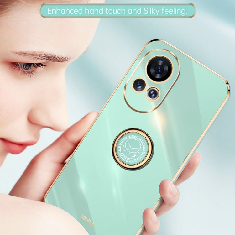 For Huawei nova 12 XINLI Straight Edge 6D Electroplate TPU Phone Case with Ring Holder(Pink) by XINLI