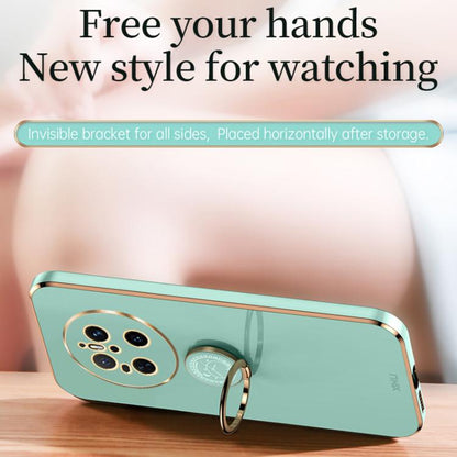 For Huawei Mate 70 XINLI Straight Edge 6D Electroplate TPU Phone Case with Ring Holder(White) by XINLI