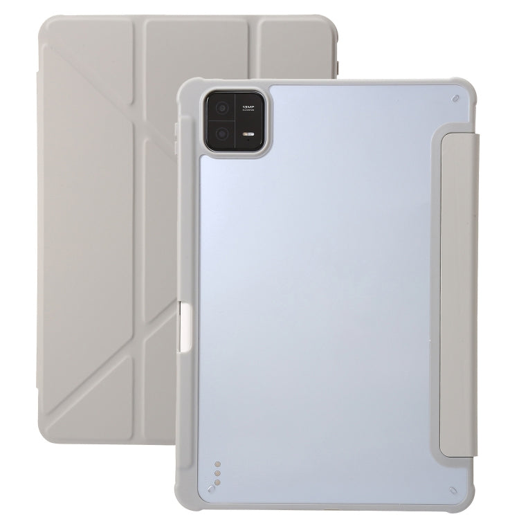 For Xiaomi Pad 6 Clear Acrylic Deformation Leather Tablet Case(Grey) by bashfashion