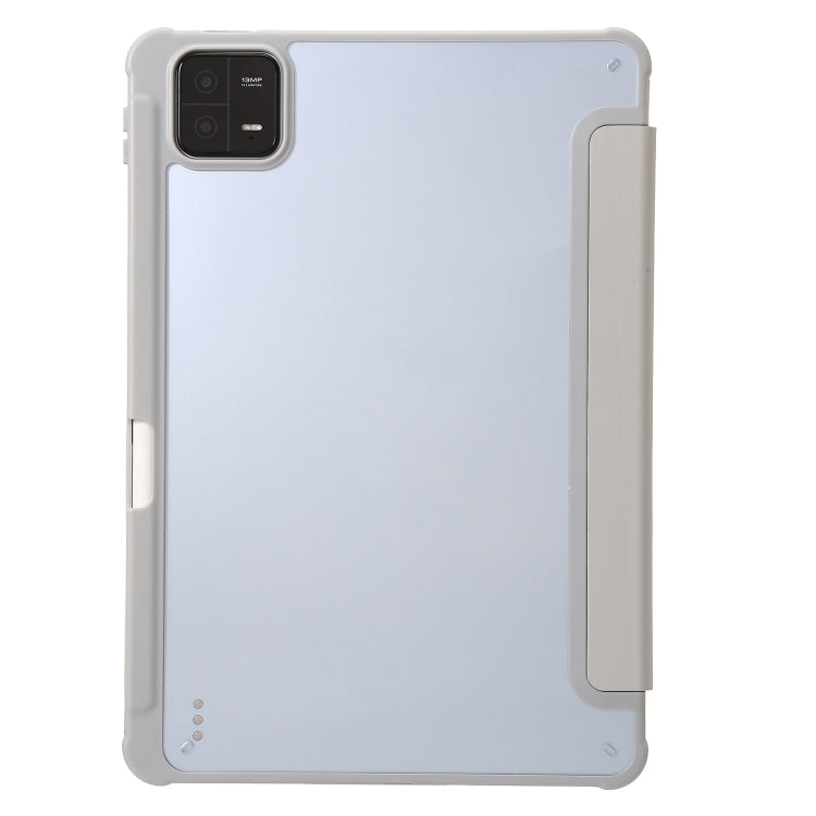 For Xiaomi Pad 6 Clear Acrylic Deformation Leather Tablet Case(Grey) by bashfashion