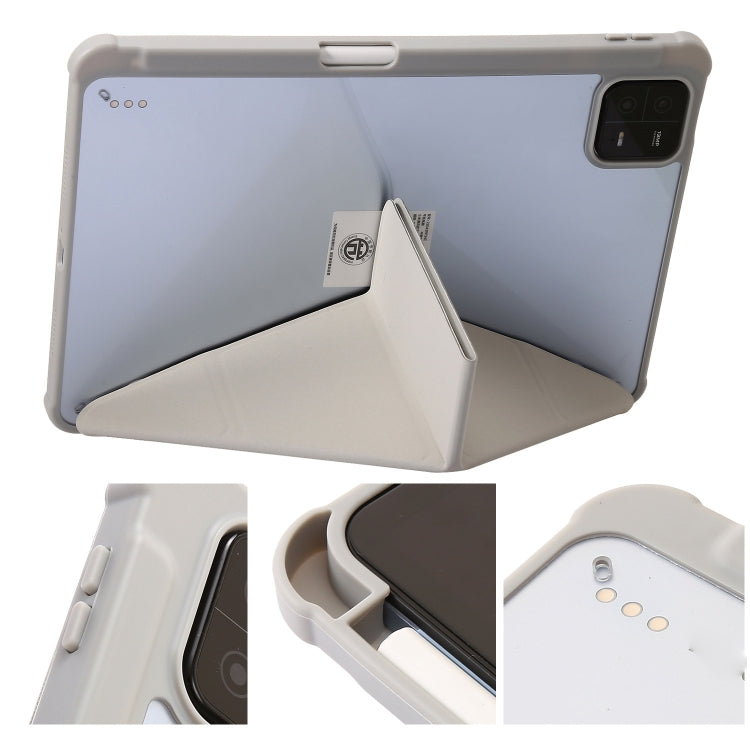For Xiaomi Pad 6 Clear Acrylic Deformation Leather Tablet Case(Grey) by bashfashion