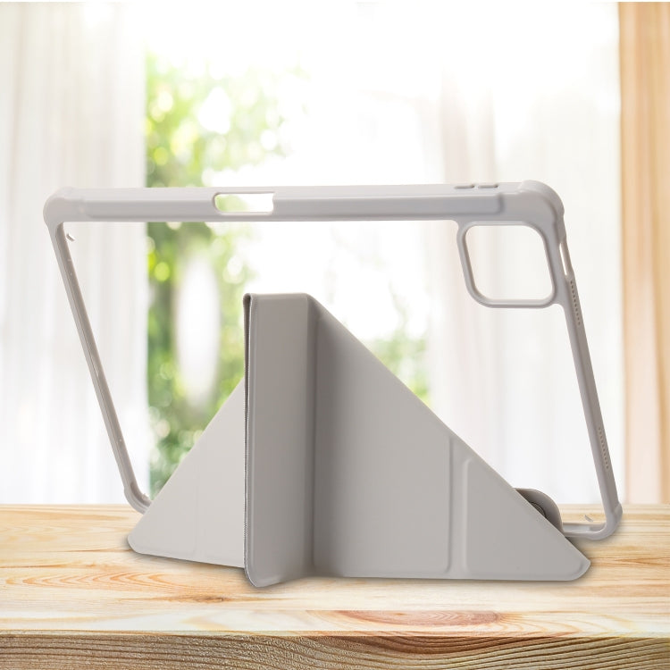 For Xiaomi Pad 6 Clear Acrylic Deformation Leather Tablet Case(Grey) by bashfashion