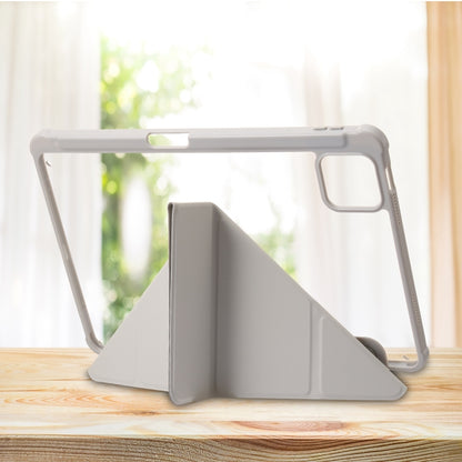 For Xiaomi Pad 6 Clear Acrylic Deformation Leather Tablet Case(Grey) by bashfashion