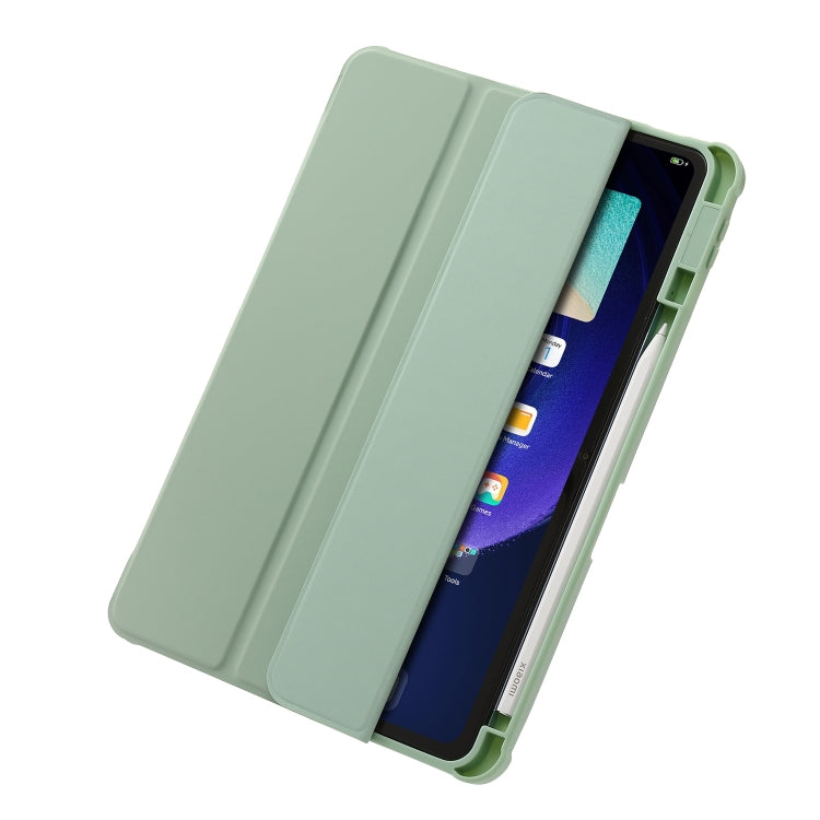 For Xiaomi Pad 6 3-Fold Clear Acrylic Leather Tablet Case(Green) by bashfashion