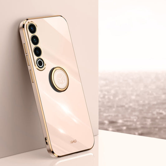 For Meizu 20 Pro 5G XINLI Straight Edge 6D Electroplate TPU Phone Case with Ring Holder(Pink) by XINLI