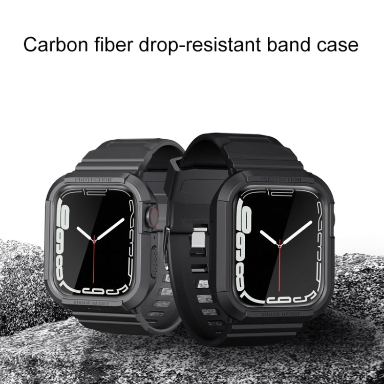 Carbon Fiber TPU Integrated Watch Band For Apple Watch SE 40mm(Blue) by bashfashion