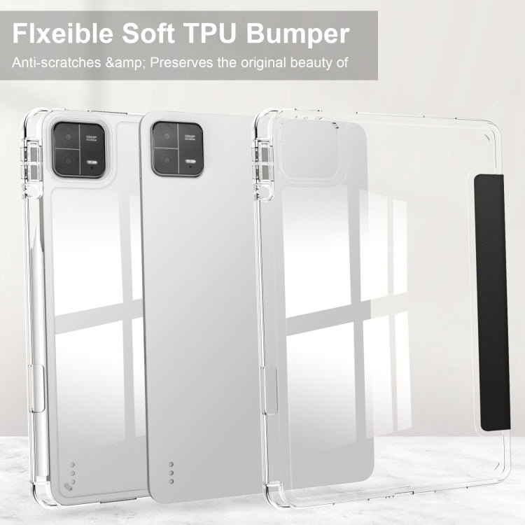 For Xiaomi Pad 6 / 6 Pro 3-fold Clear TPU Smart Leather Tablet Case(Black) by bashfashion