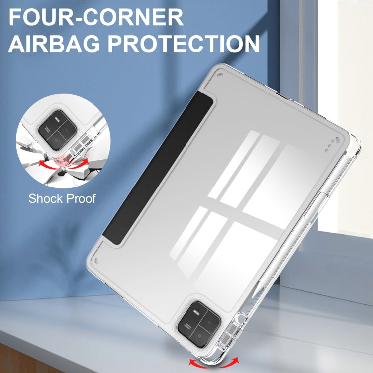 For Xiaomi Pad 6 / 6 Pro 3-fold Clear TPU Smart Leather Tablet Case(Black) by bashfashion