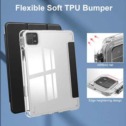 For Xiaomi Pad 6 / 6 Pro 3-fold Clear TPU Smart Leather Tablet Case(Black) by bashfashion