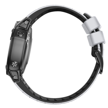 For Garmin Fenix 7 22mm Trapezoidal Quick Release Silicone Watch Band(White Black) by bashfashion