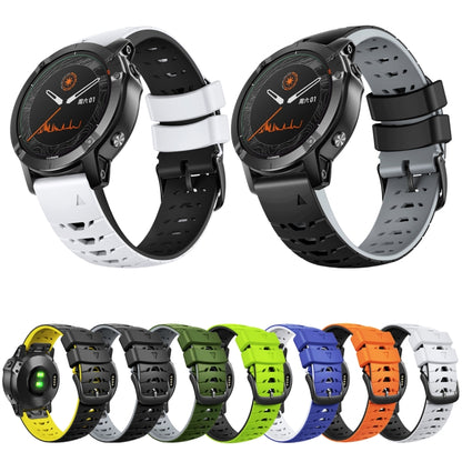 For Garmin Fenix 7 22mm Trapezoidal Quick Release Silicone Watch Band(White Black) by bashfashion