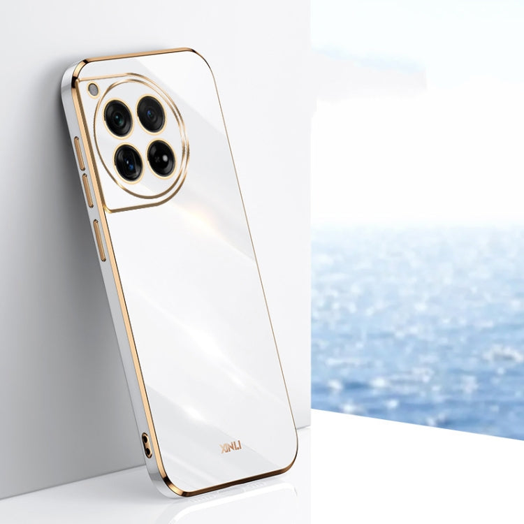 For OnePlus 12 XINLI Straight Edge 6D Electroplate TPU Phone Case(White) by XINLI