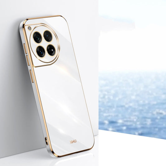 For OnePlus 12 XINLI Straight Edge 6D Electroplate TPU Phone Case(White) by XINLI