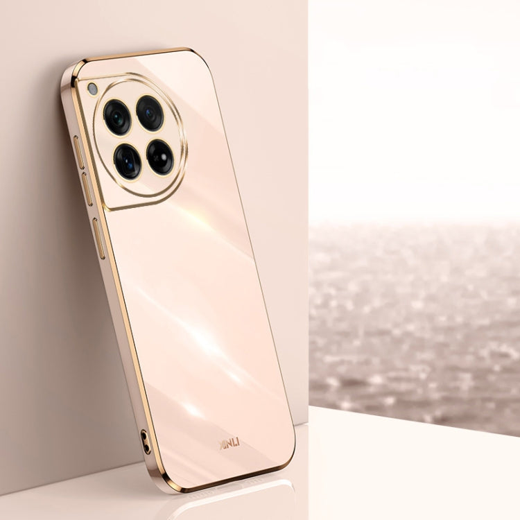For OnePlus 12 XINLI Straight Edge 6D Electroplate TPU Phone Case(Pink) by XINLI