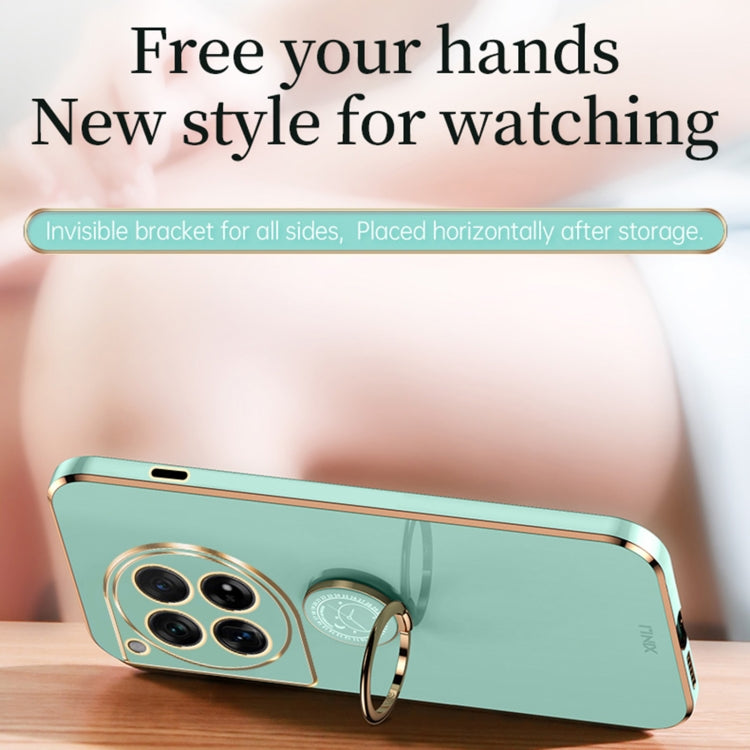 For OnePlus Ace 3 XINLI Straight Edge 6D Electroplate TPU Phone Case with Ring Holder(White) by XINLI