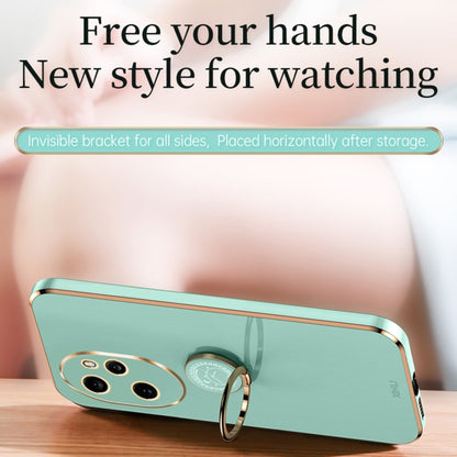 For Honor 100 Pro XINLI Straight Edge 6D Electroplate TPU Phone Case with Ring Holder(Mint Green) by XINLI