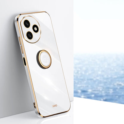 For Honor X50i+ 5G XINLI Straight Edge 6D Electroplate TPU Phone Case with Ring Holder(White) by XINLI